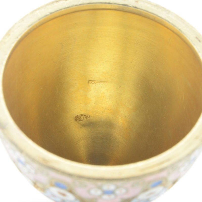 Ovchinnikov silver gilt & pastel cloisonné enamel Easter egg with paillons - Image 7