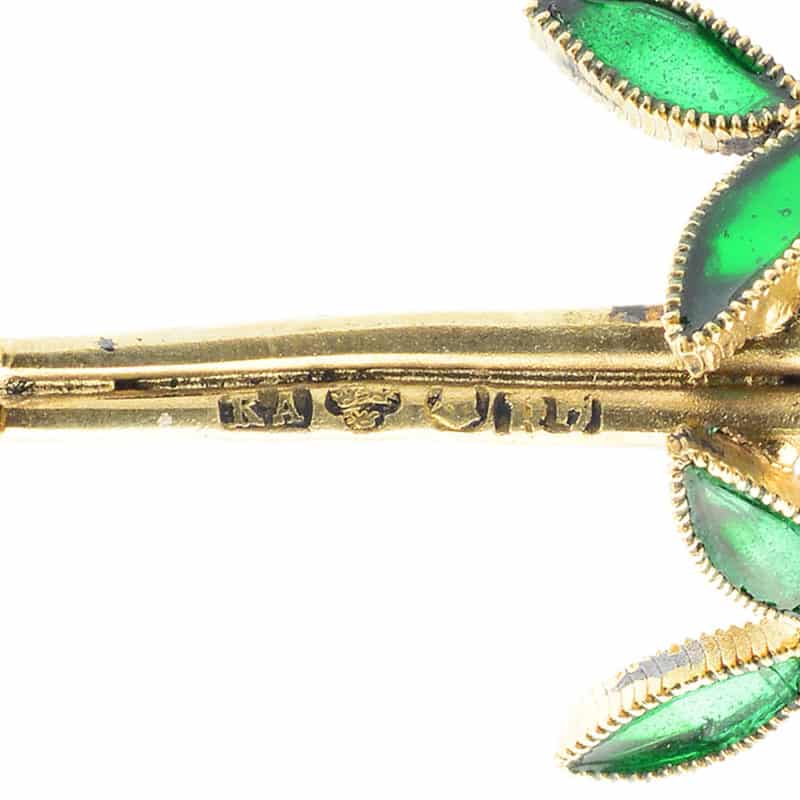 A Scandinavian guilloché & plique-à-jour enamel bud vase or posey holder - Image 2