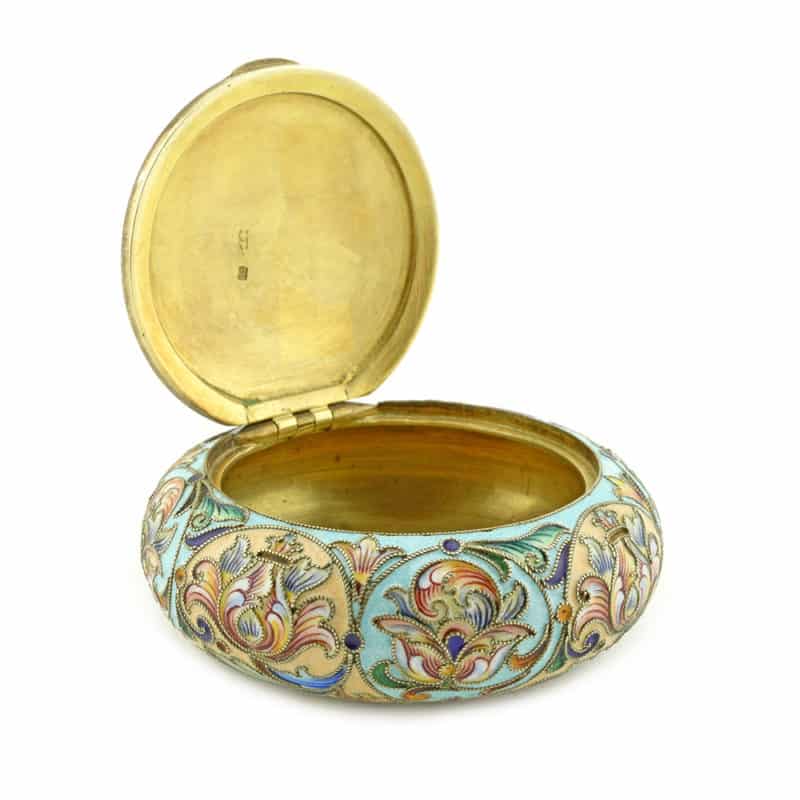 Rückert shaded cloisonné enamel pillbox for Nemirov-Kolodkin - Image 4