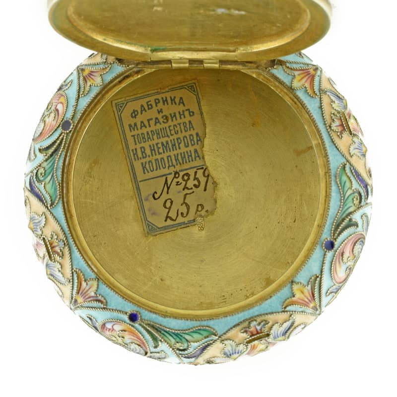 Rückert shaded cloisonné enamel pillbox for Nemirov-Kolodkin - Image 5