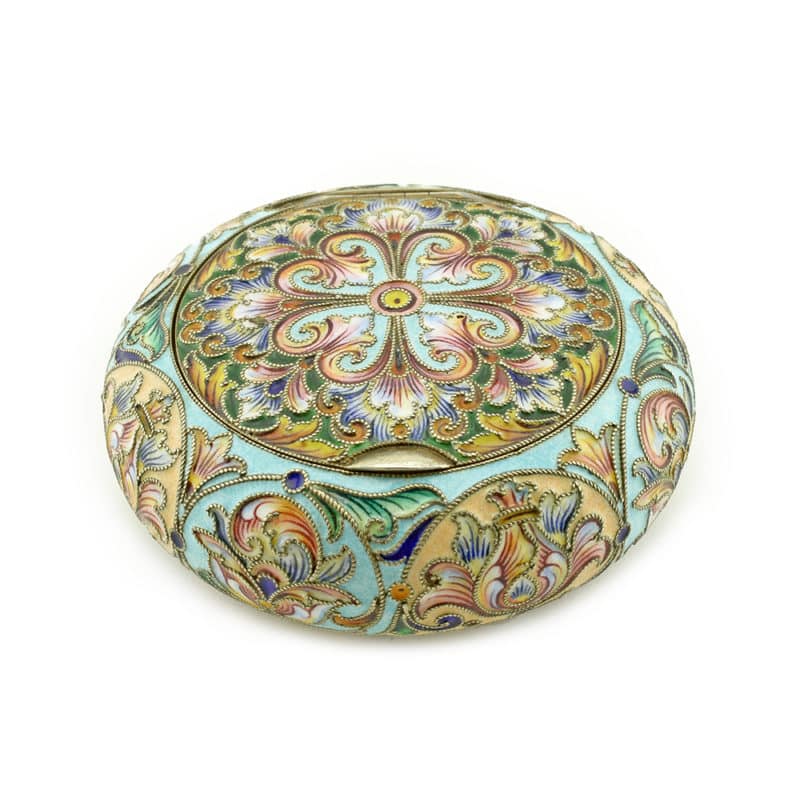 Rückert shaded cloisonné enamel pillbox for Nemirov-Kolodkin