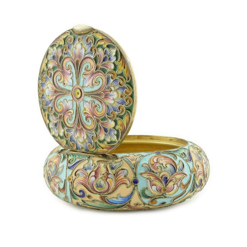 Rückert shaded cloisonné enamel pillbox for Nemirov-Kolodkin - Image 3
