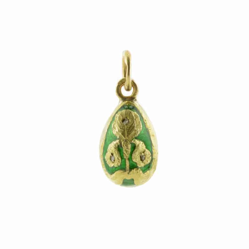 Antique Russian gold, diamond and enamel pendant egg