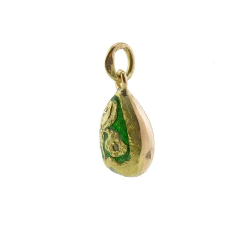 Antique Russian gold, diamond and enamel pendant egg - Image 2
