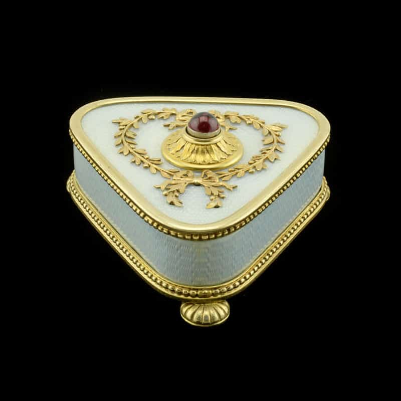 A Fabergé silver-gilt mounted guilloché enamel bell push, workmaster Johan Viktor Aarne