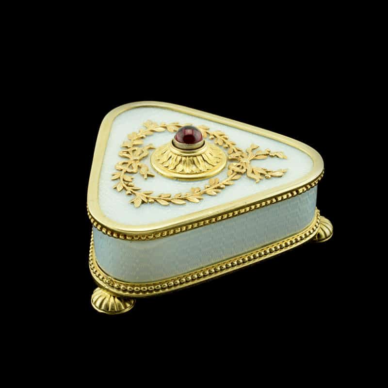 A Fabergé silver-gilt mounted guilloché enamel bell push, workmaster Johan Viktor Aarne - Image 3