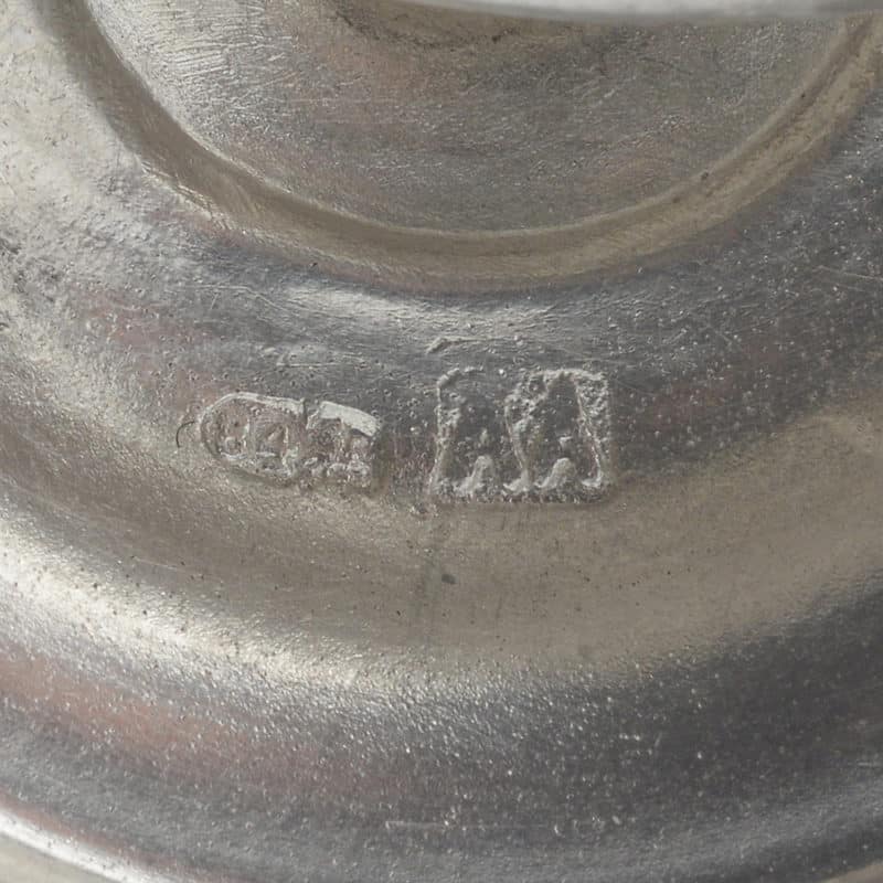 An engraved Russian silver Easter egg with stands - Image 9