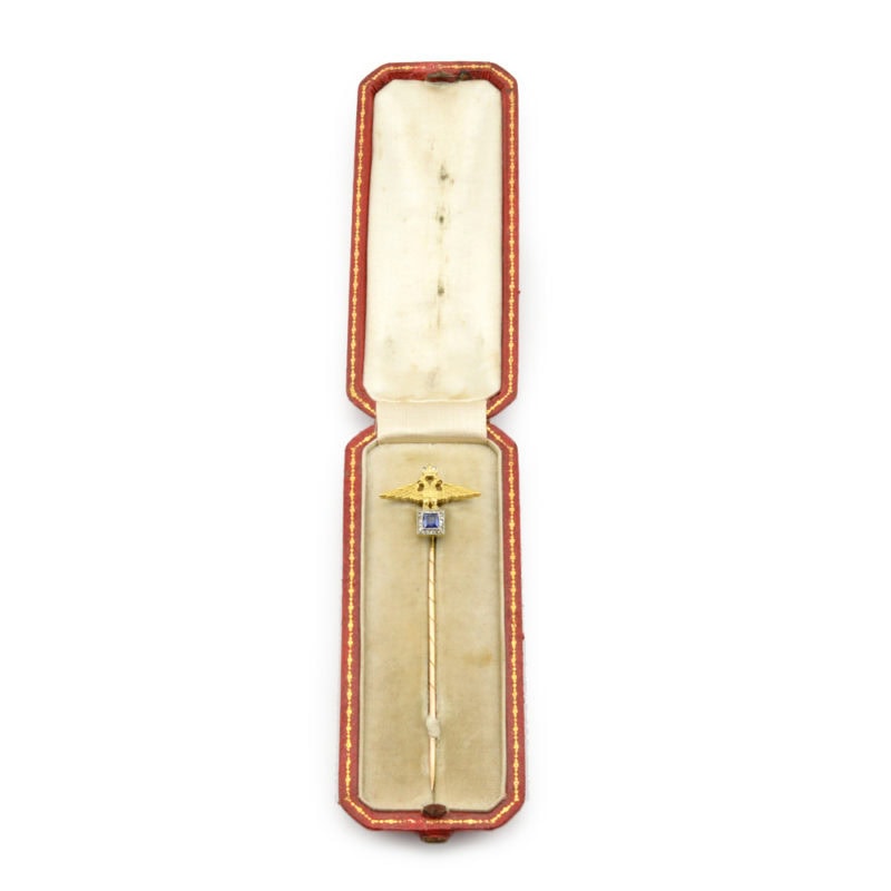 A Fabergé diamond- & sapphire-set gold Imperial presentation tie or stick pin - Image 3