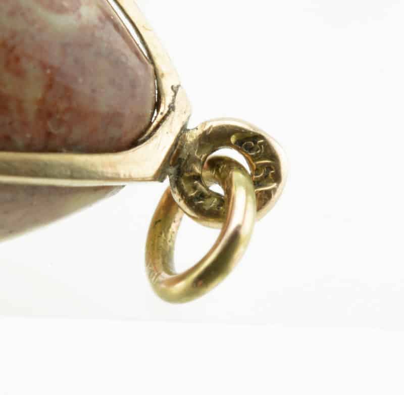 Antique Russian 56 gold mounted stone pendant egg - Image 3