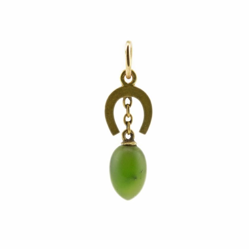 Antique Russian gold and nephrite pendant egg