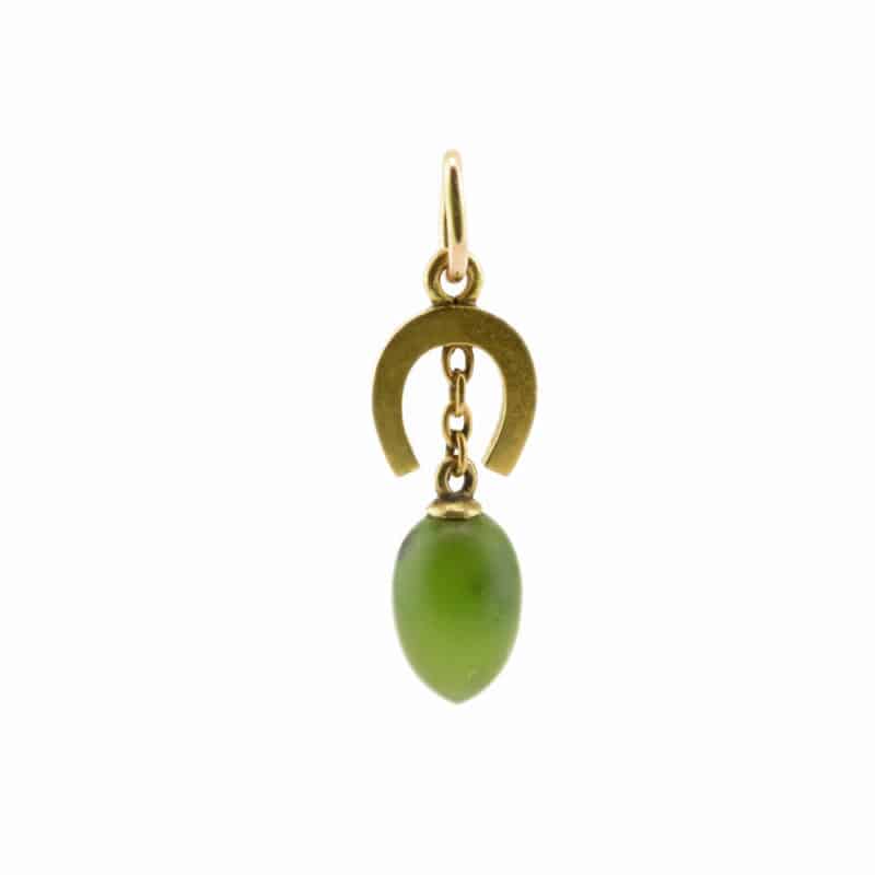 Antique Russian gold and nephrite pendant egg - Image 2