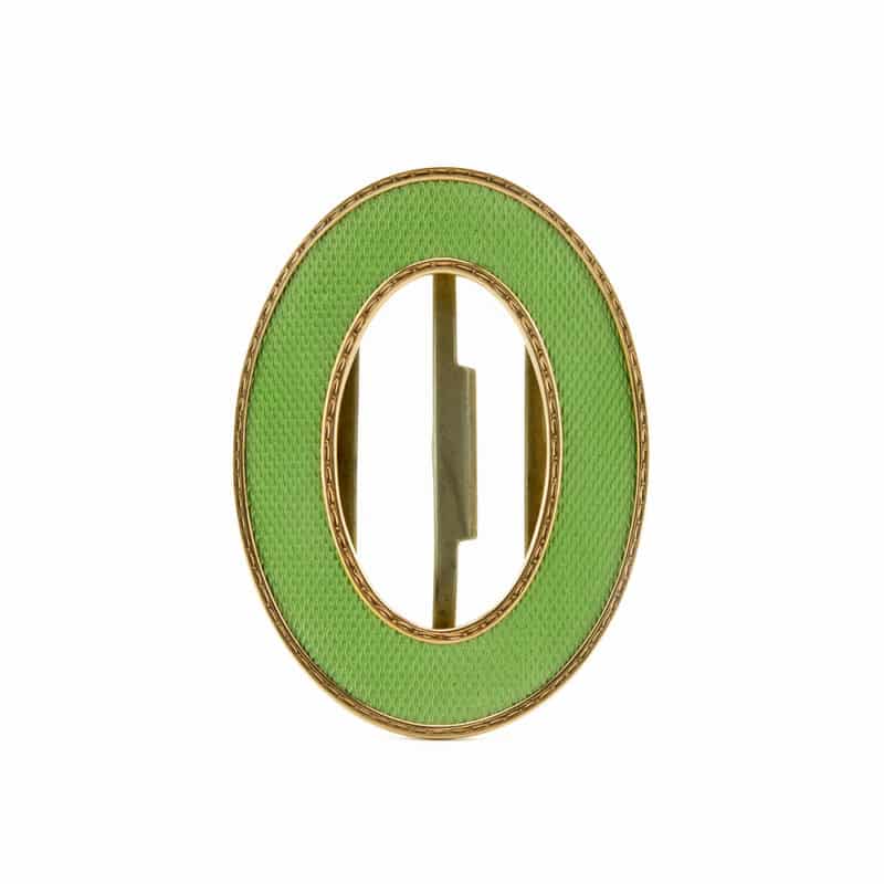 A Fabergé gold-mounted gilded silver & guilloché enamel belt buckle, workmaster Henrik Wigström