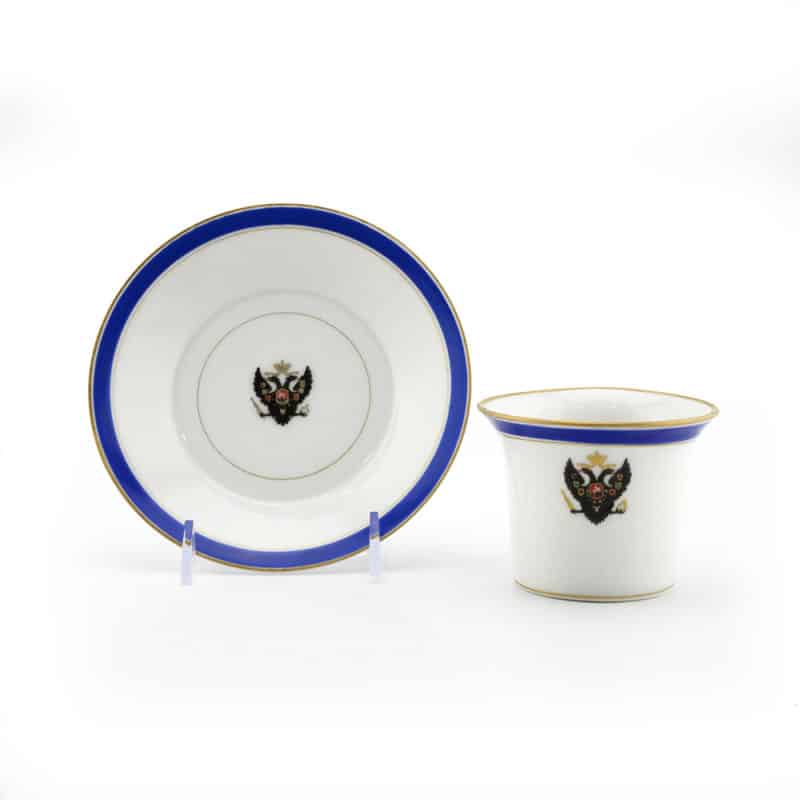 A Russian Imperial Porcelain Factory Cup & Saucer from The Tsarskoe Selo Service