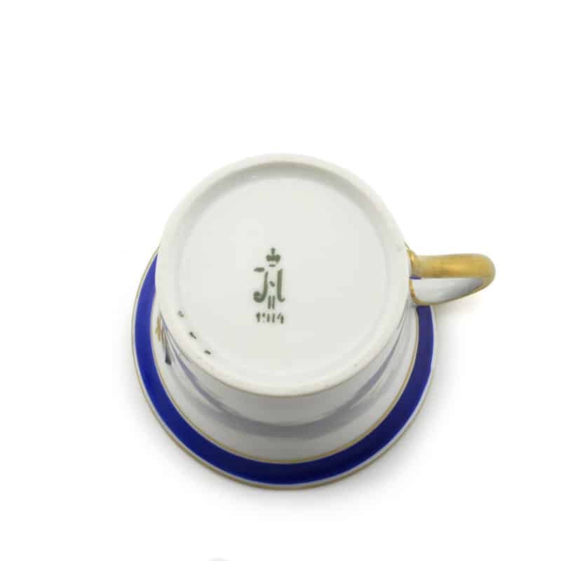 A Russian Imperial Porcelain Factory Cup & Saucer from The Tsarskoe Selo Service - Image 7