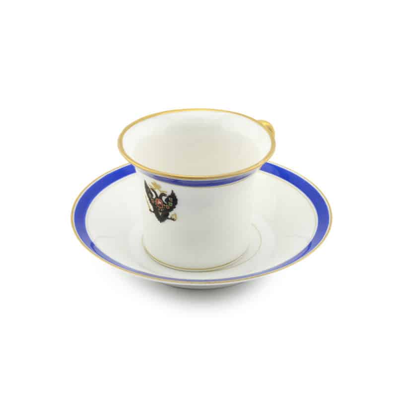 A Russian Imperial Porcelain Factory Cup & Saucer from The Tsarskoe Selo Service - Image 4