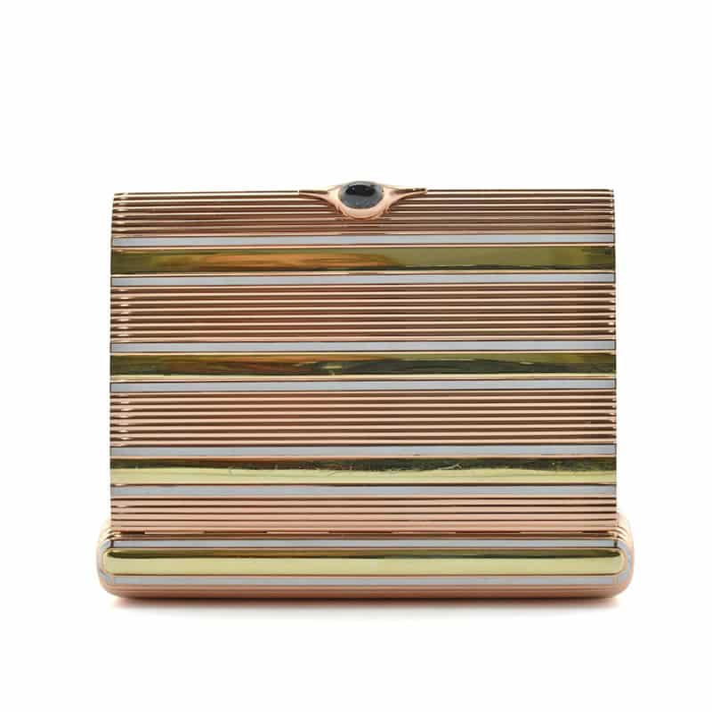 A Fabergé two-color gold & enamel cigarette case with cabochon sapphire thumbpiece - Image 5