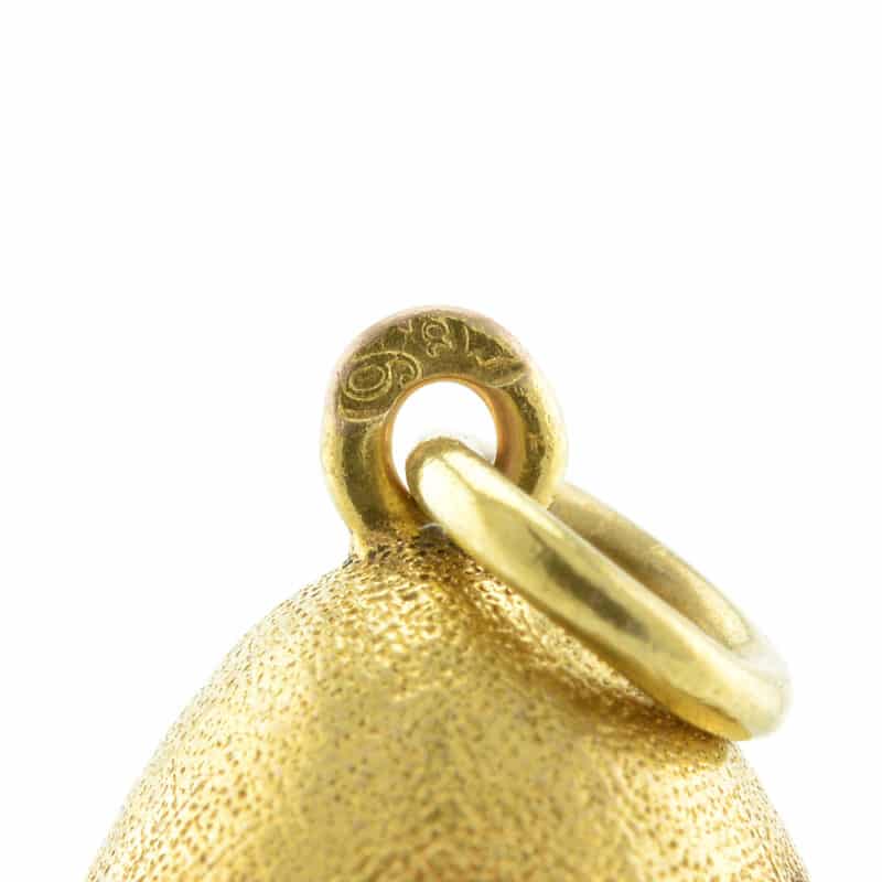 A Russian gold three cabochon pale blue topaz miniature pendant egg - Image 3