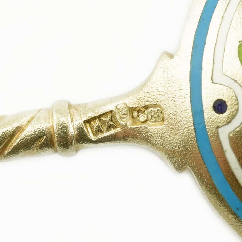 A set of twelve gilded silver, champlevé, guilloché, & plique-à-jour enamel spoons in fitted box, Khlebnikov for Tiffany & Co. - Image 10