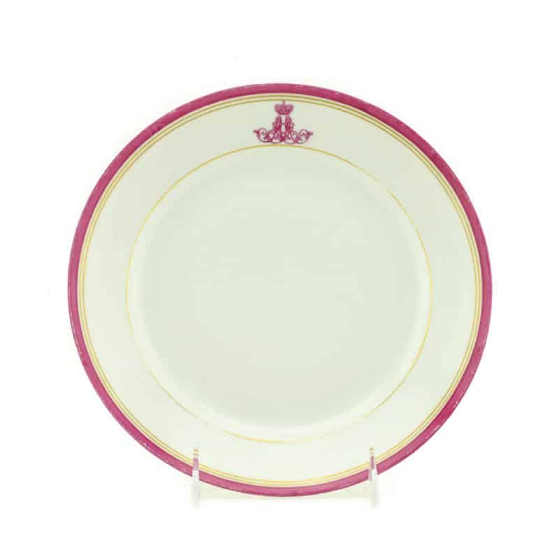 Russian Porcelain Plate from an Everyday Service for Grand Duke Alexander Alexandrovich