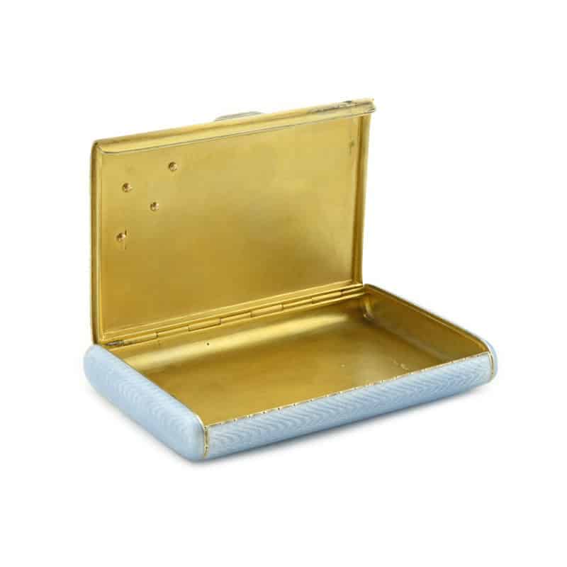 A Russian jeweled gilded silver & guilloché enamel Imperial presentation cigarette case, the Third Artel - Image 7