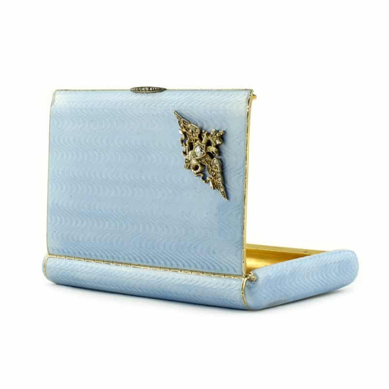 A Russian jeweled gilded silver & guilloché enamel Imperial presentation cigarette case, the Third Artel - Image 8