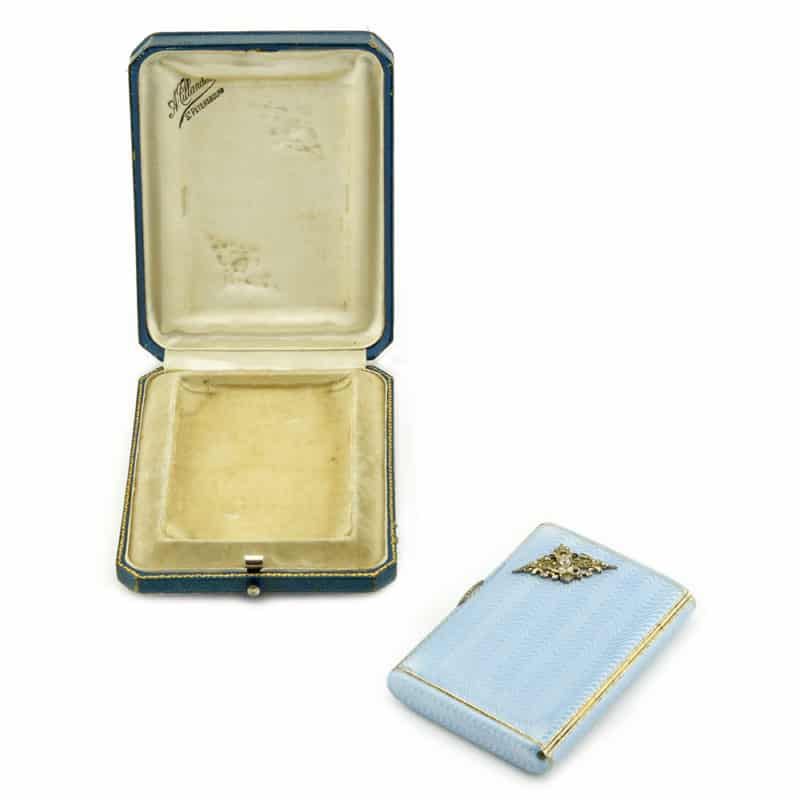 A Russian jeweled gilded silver & guilloché enamel Imperial presentation cigarette case, the Third Artel - Image 3