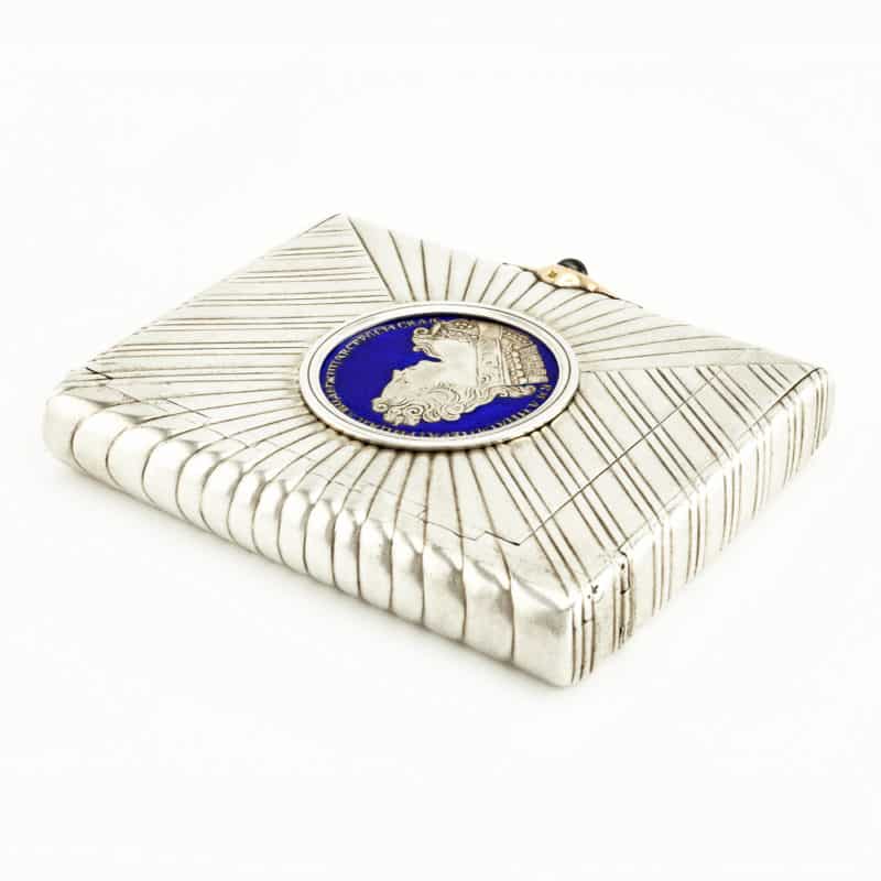 Russian antique silver cigarette case set with a 1732 coin from the period of Empress Anna - Image 11