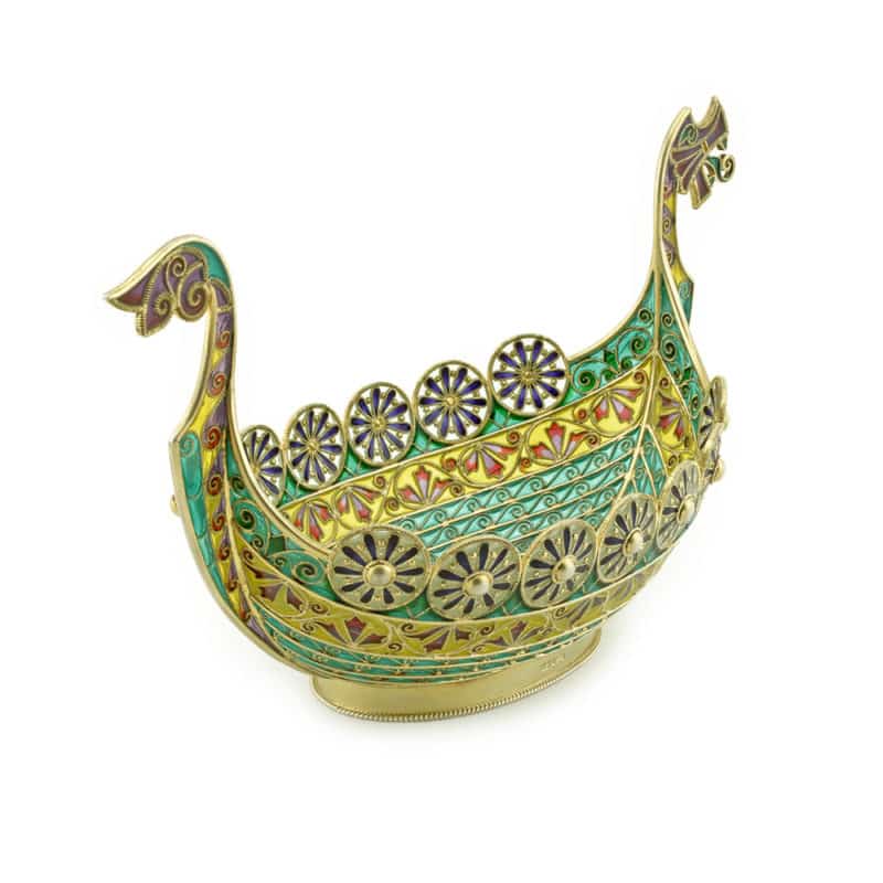 A Norwegian Plique-a-jour Enamel Viking Boat, David Andersen - Image 3