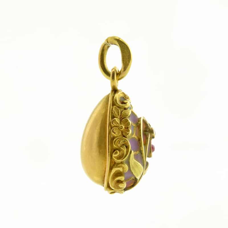 A Russian Gold, Diamonds & Cabochon Miniature Pendant Egg - Image 5