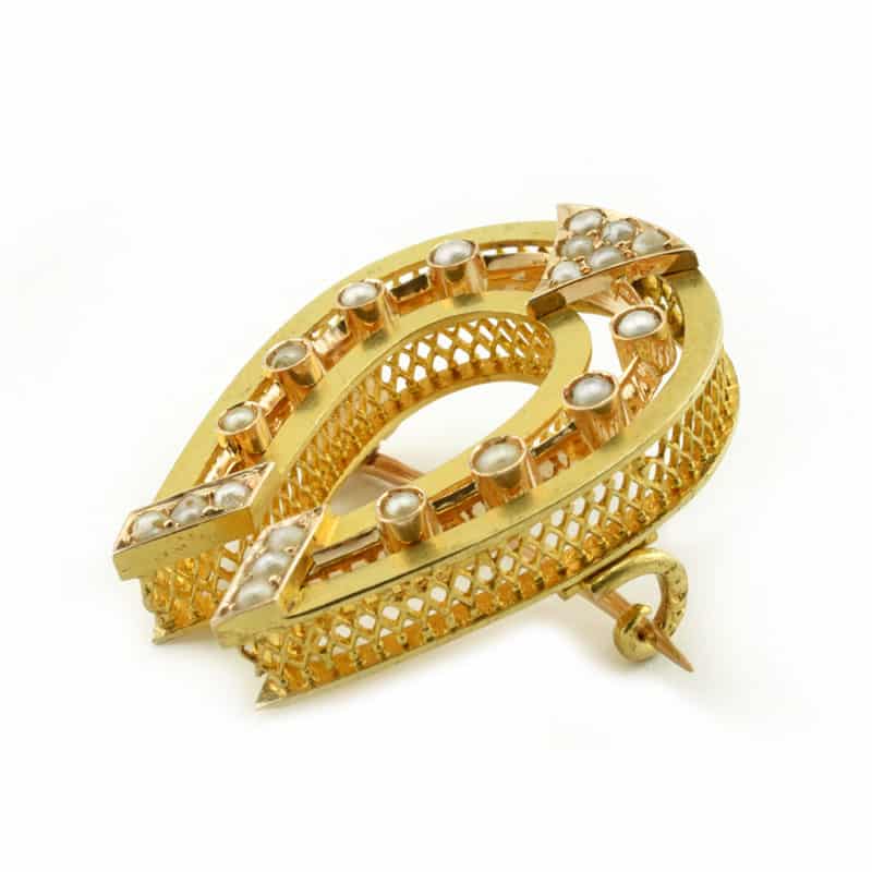 A Russian pearl-set gold horseshoe brooch - Image 3