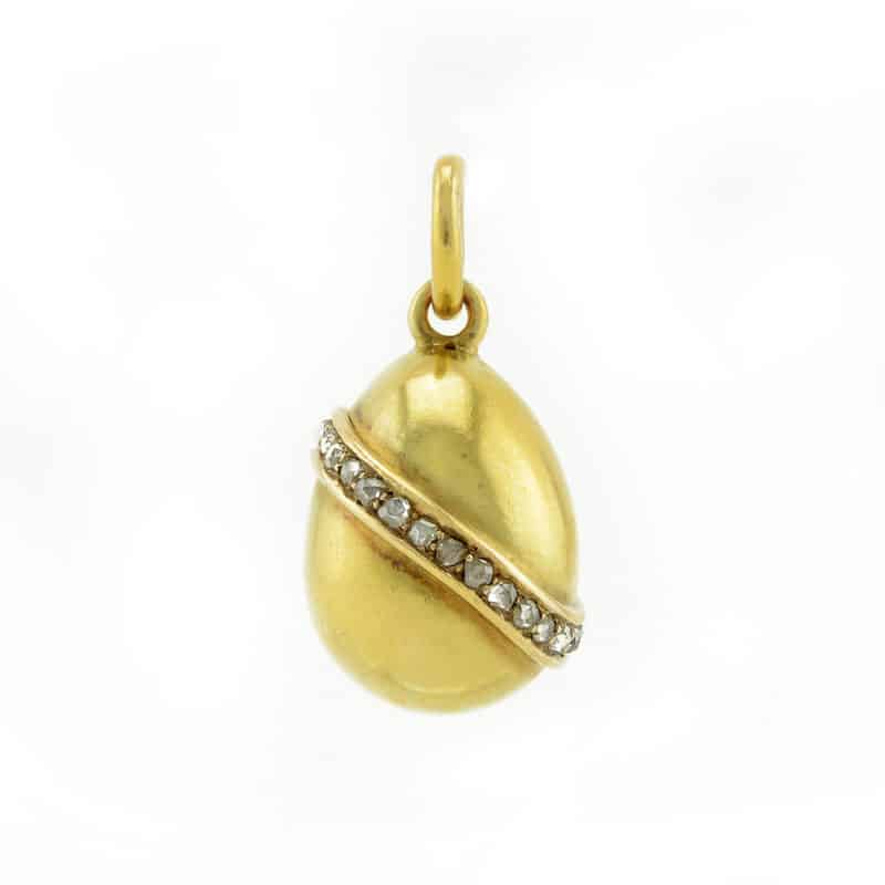 A Faberge jeweled gold miniature pendant egg, Eduard Schramm - Image 2