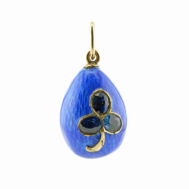 A Fabergé jeweled gold & guilloché enamel pendant egg