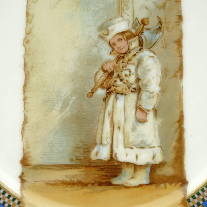 A Russian porcelain plate painted & printed with Russian proverbs & folk poems after postcards designed by Elizaveta Bem’s Azbuka - Image 2