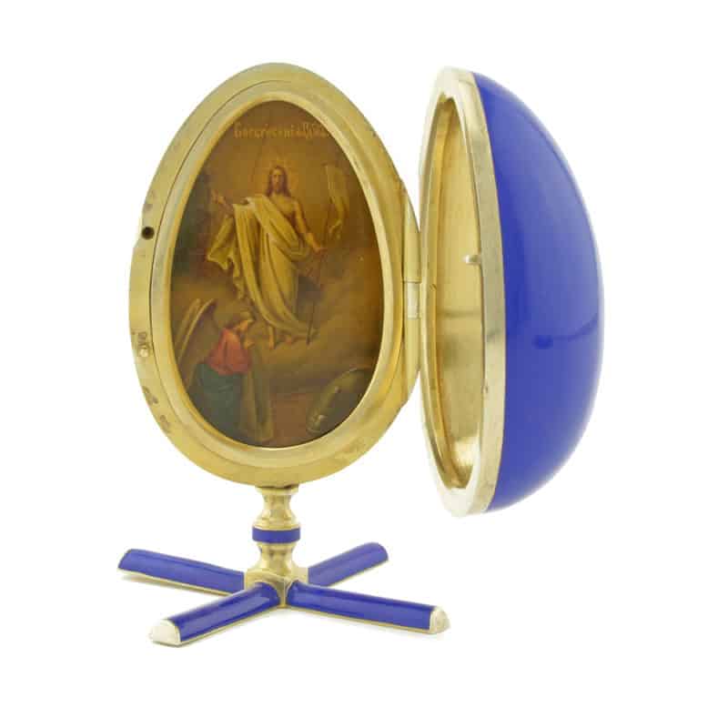 A Russian Silver Gilt & Enamel Egg Showing The Resurrection of Christ, Grachev