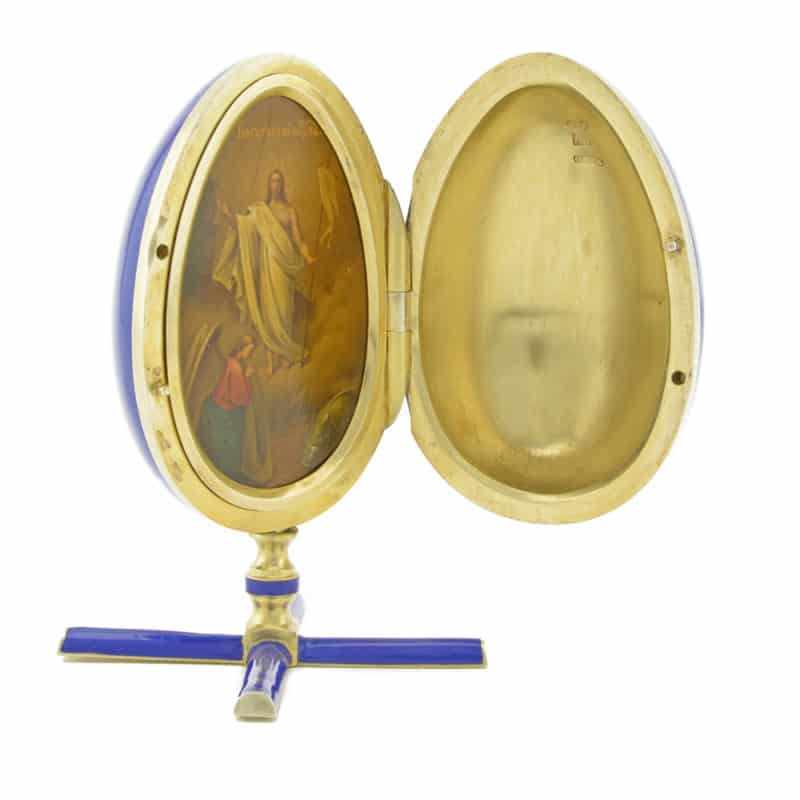 A Russian Silver Gilt & Enamel Egg Showing The Resurrection of Christ, Grachev - Image 4