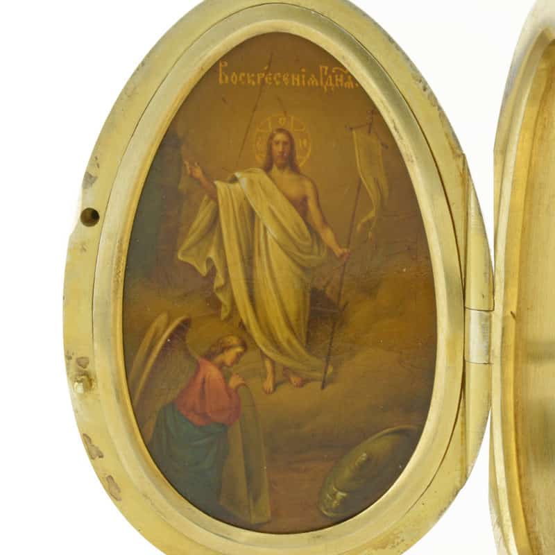 A Russian Silver Gilt & Enamel Egg Showing The Resurrection of Christ, Grachev - Image 6