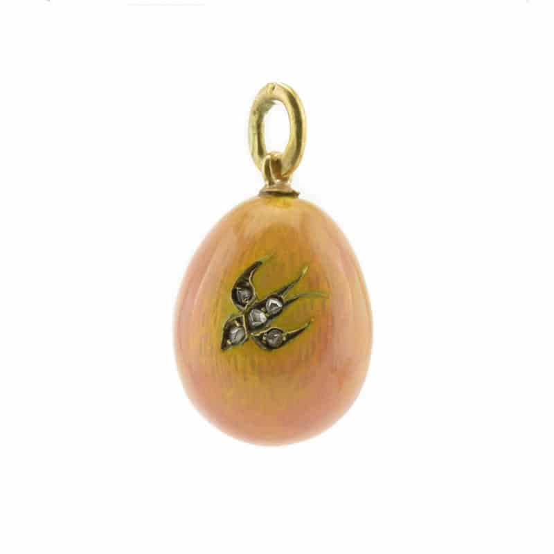A Fabergé Silver, Diamond & Enamel Miniature Pendant Egg Workmaster August Hollming