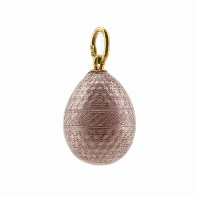 A Fabergé gold & guilloché enamel pendant egg, workmaster Alfred Thielemann