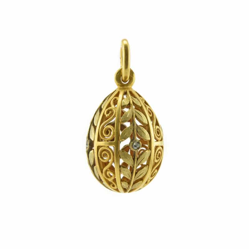 A Fabergé gold & diamond miniature pendant egg, workmaster August Hollming