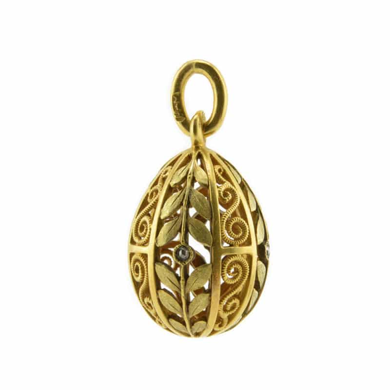 A Fabergé gold & diamond miniature pendant egg, workmaster August Hollming - Image 2