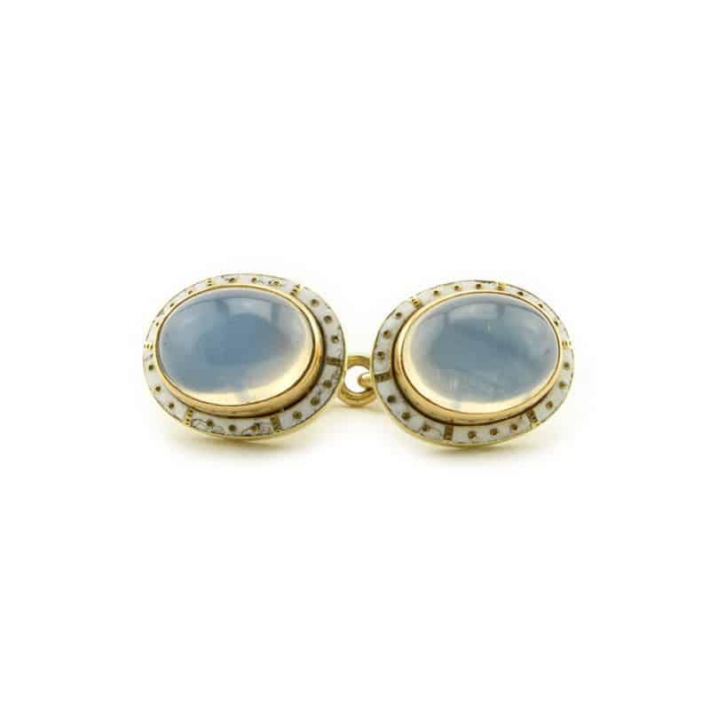 Russian Grand Duke Peter Nikolaevich Cufflinks - Moonstones and Enamel - Image 2