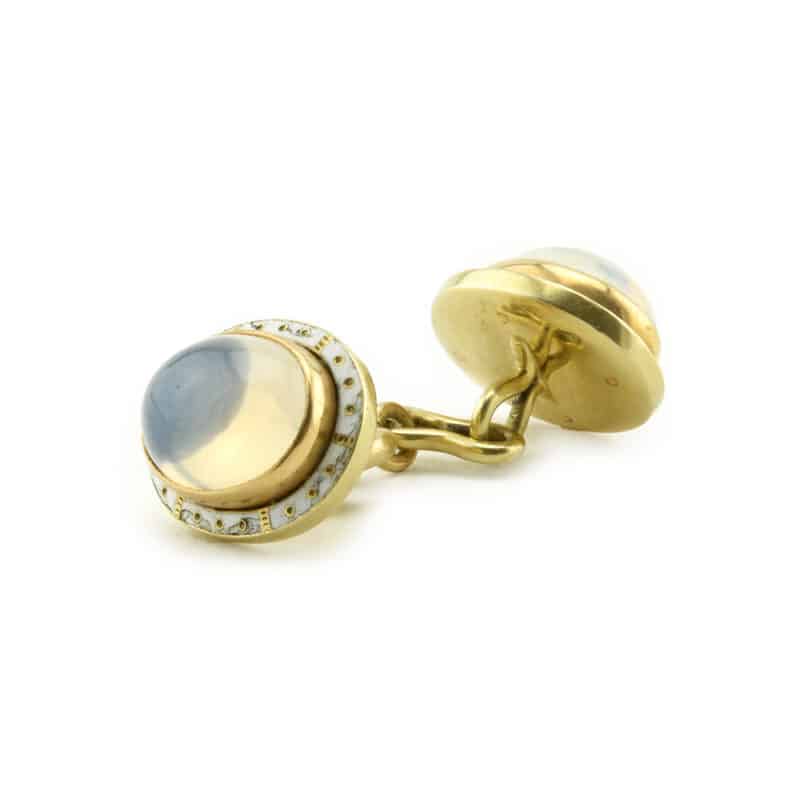 Russian Grand Duke Peter Nikolaevich Cufflinks - Moonstones and Enamel - Image 3