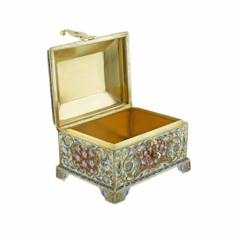 A Cloisonne and Guilloche Enamel Silver-Gilt Casket - Image 5