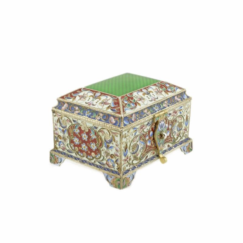 A Cloisonne and Guilloche Enamel Silver-Gilt Casket - Image 2