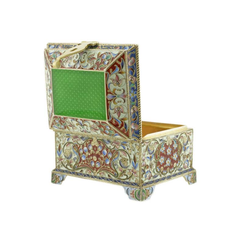 A Cloisonne and Guilloche Enamel Silver-Gilt Casket - Image 3