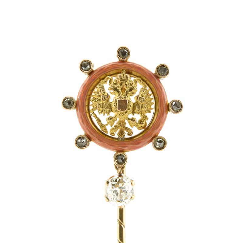 A Fabergé gold, diamonds and enamel Imperial presentation stick pin - Image 2