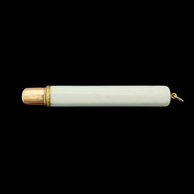 An antique Fabergé two-color gold & guilloché enamel pencil holder - Image 2