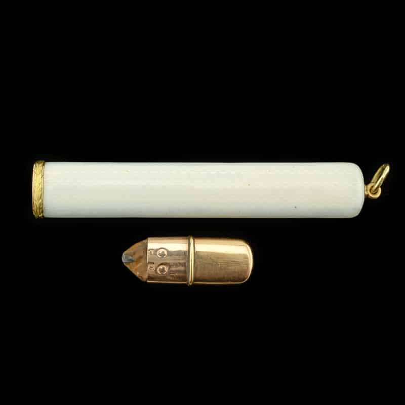 An antique Fabergé two-color gold & guilloché enamel pencil holder - Image 3