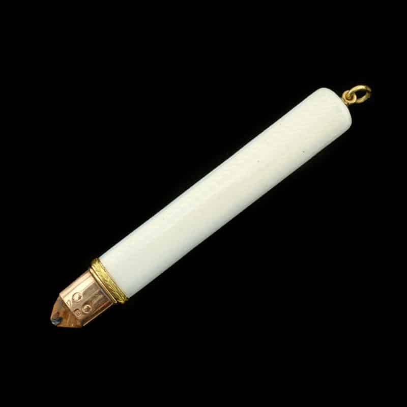 An antique Fabergé two-color gold & guilloché enamel pencil holder - Image 4