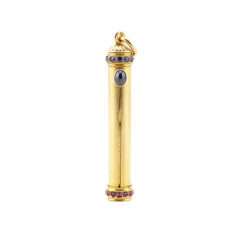 Faberge gold, ruby and sapphire retractible combination pencil/pen, Alfred Thielemann